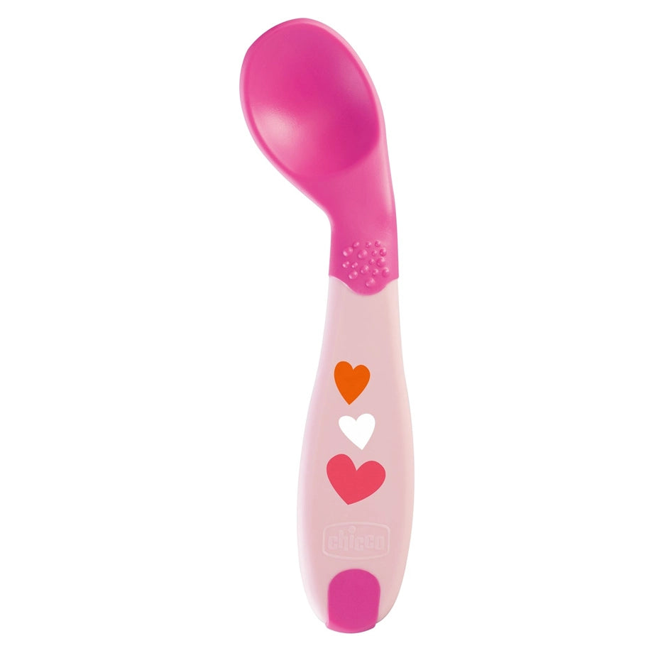 Chicco First Food Spoon Angled 8M + Soft Silicone Pink [Girl]