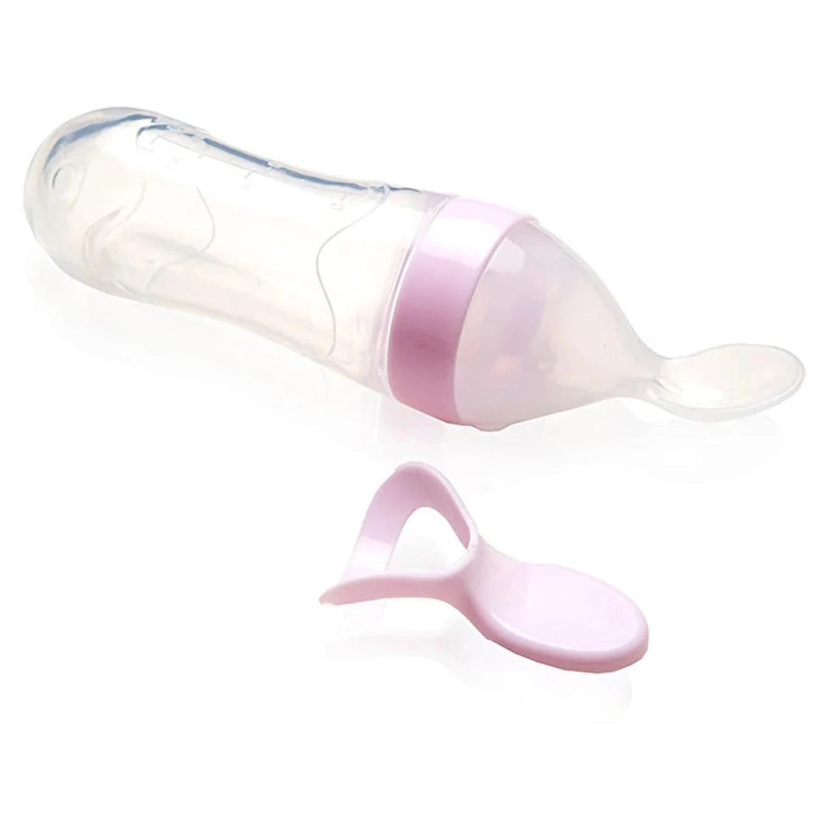 Babyjem Squeeze Silicone Baby Food & Cereal Spoon Feeder (Pink)