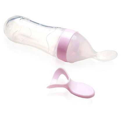 Babyjem Squeeze Silicone Baby Food & Cereal Spoon Feeder (Pink)