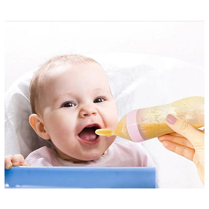 Babyjem Squeeze Silicone Baby Food & Cereal Spoon Feeder (Pink)
