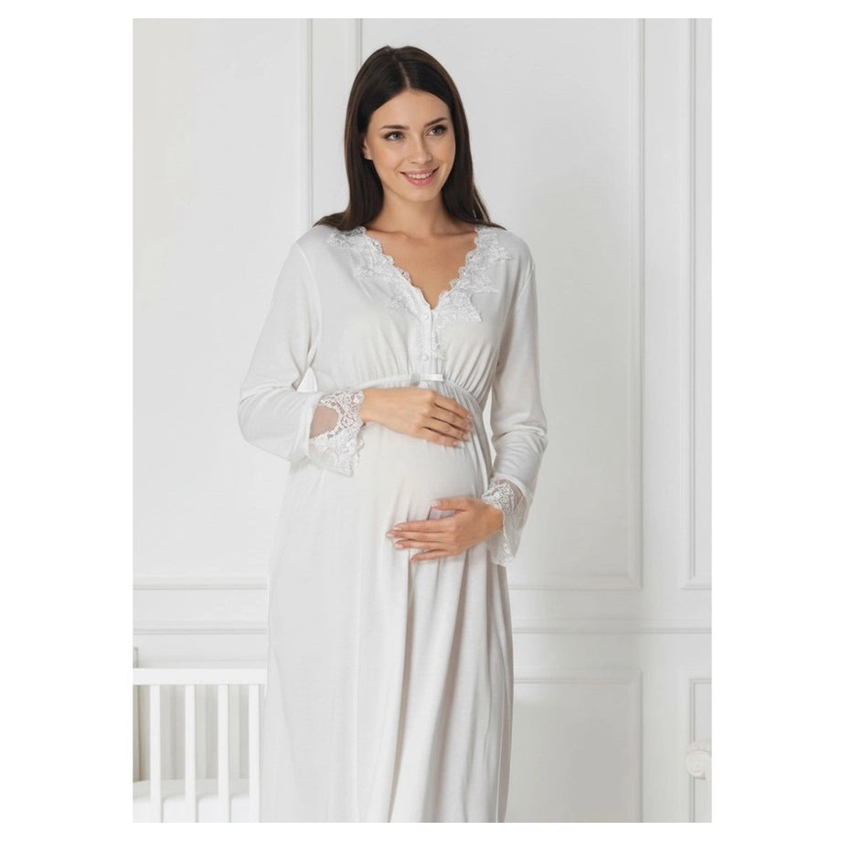 Mini Plum Nightie Maternity & Nursing (White)