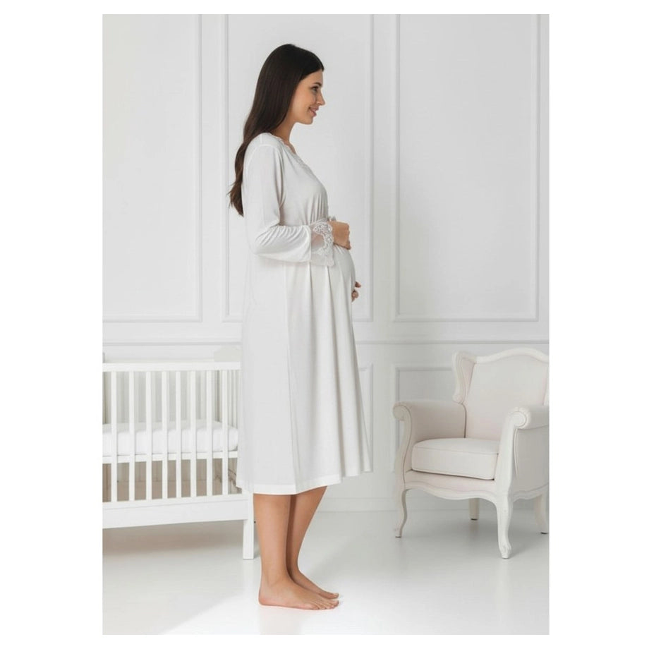 Mini Plum Nightie Maternity & Nursing (White)