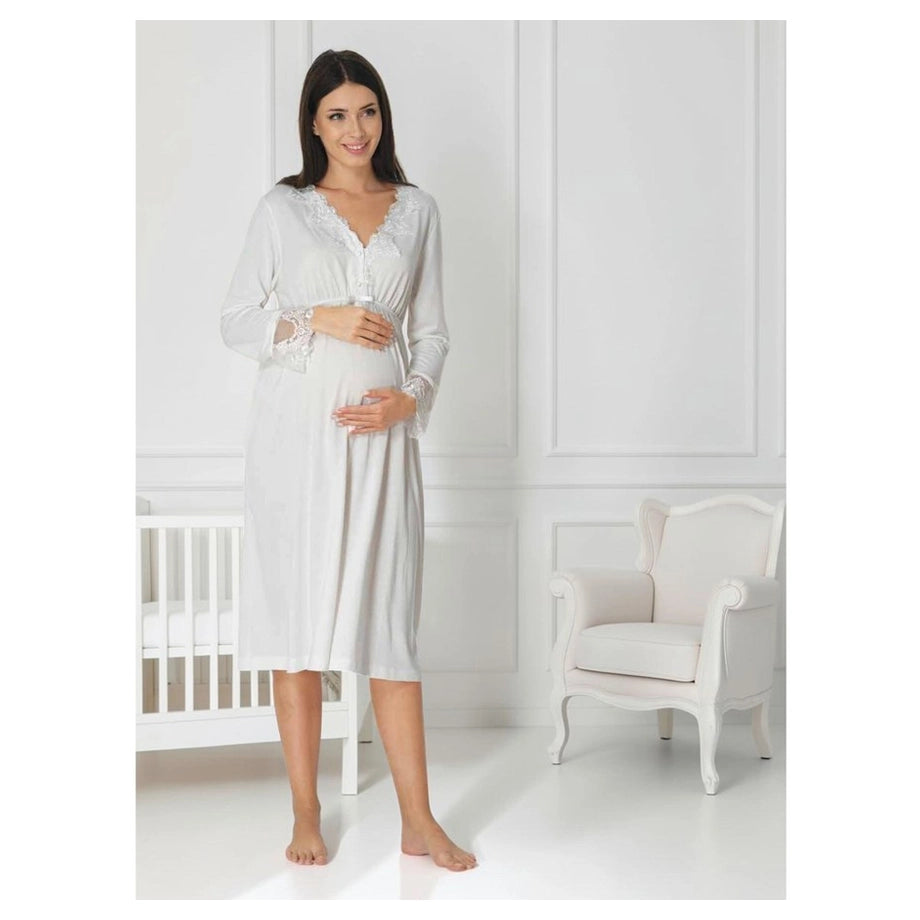 Mini Plum Nightie Maternity & Nursing (White)