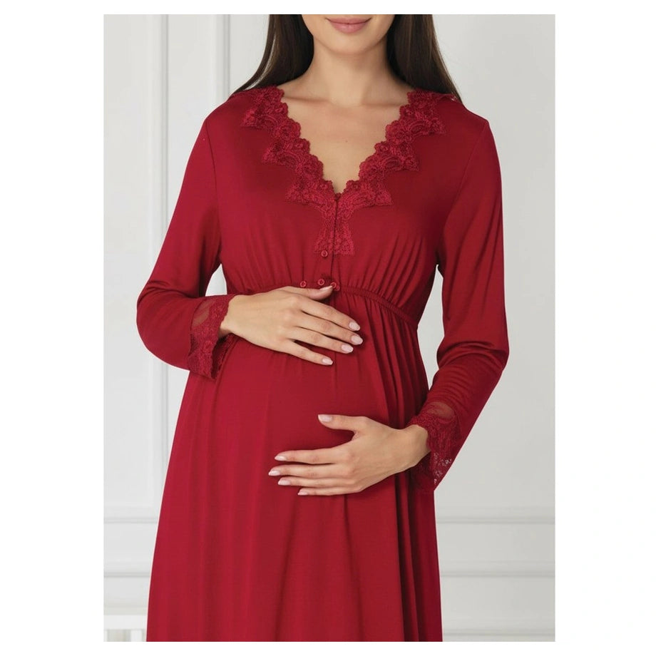 Mini Plum Nightie Maternity & Nursing (Cherry Red)