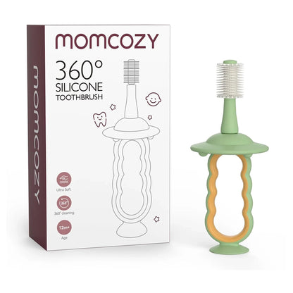 Momcozy Baby Silicon Toothbrush & Tounge Cleaner (Green)