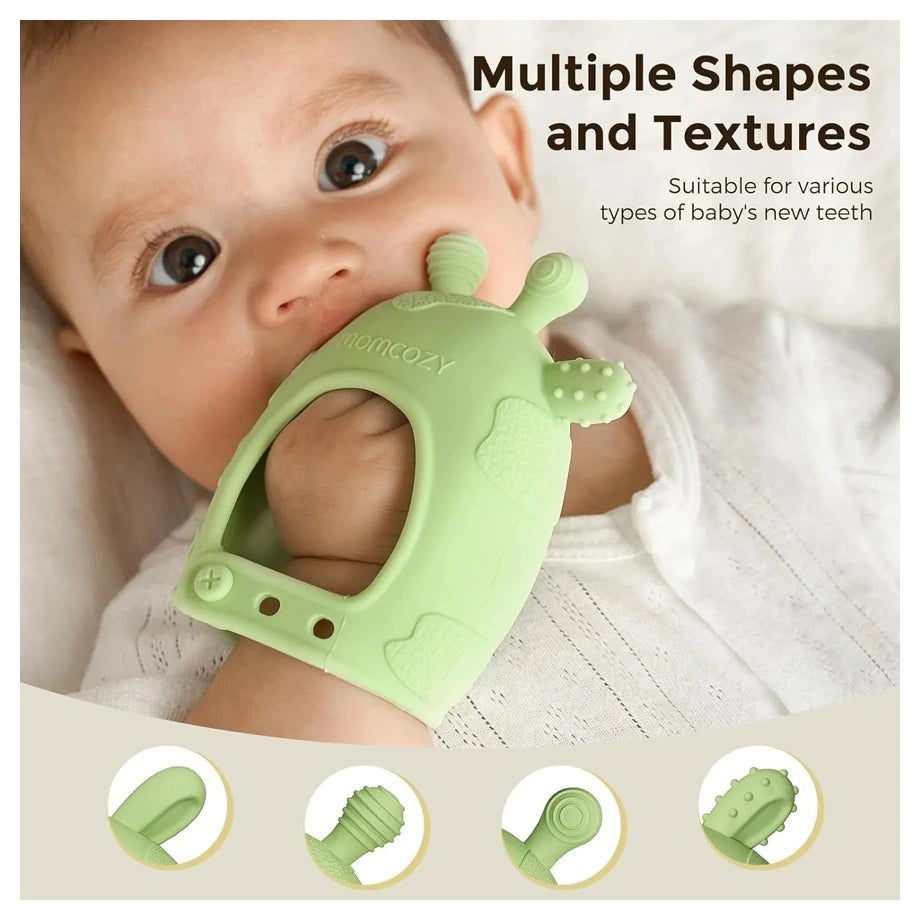 Momcozy Baby Teether Toys, 0-12m, Green and Pink, 2pcs