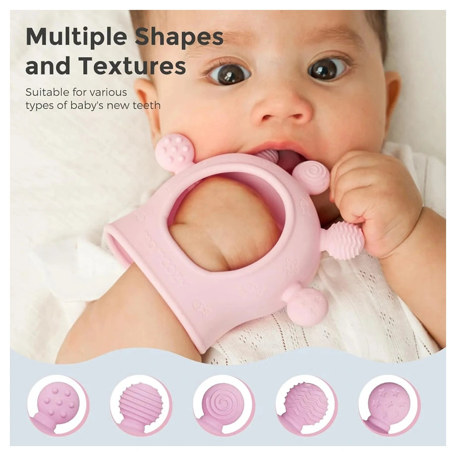 Momcozy Baby Teether Toys, 0-12m, Green and Pink, 2pcs