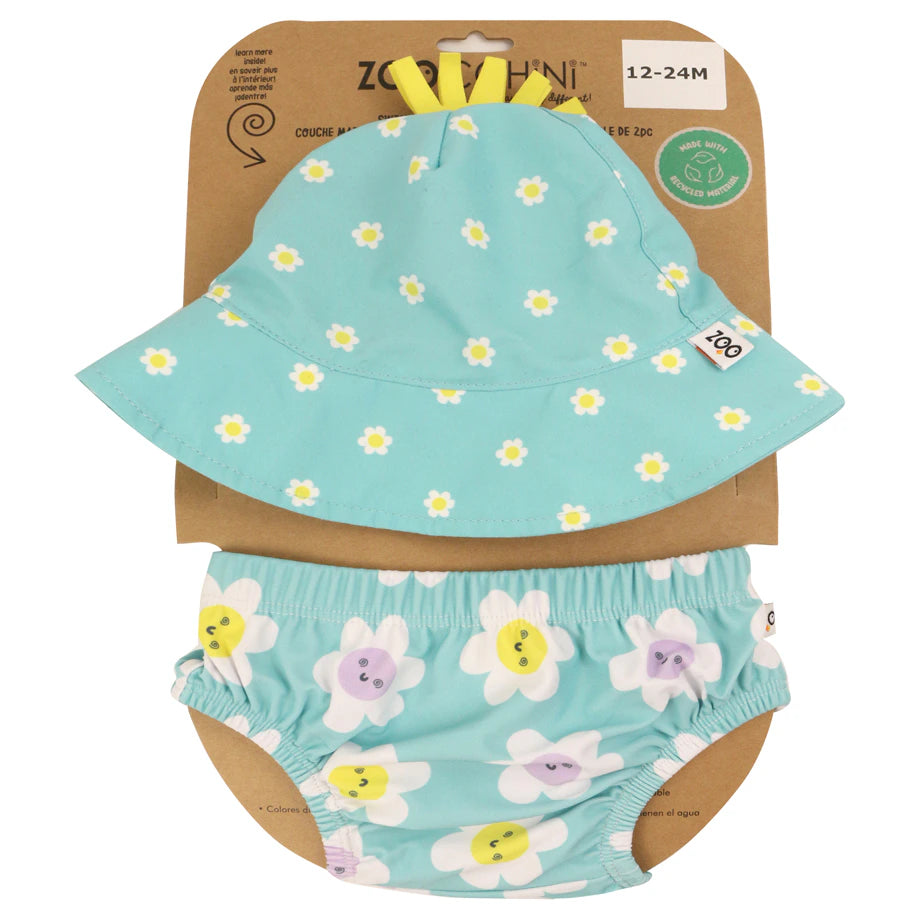 Zoocchini Baby Swim Diaper & Sun Hat Set Daisy