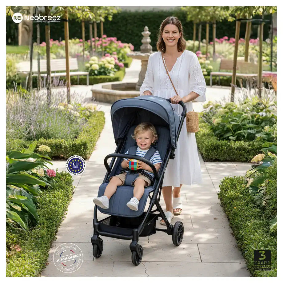 Neobreez PENTA Compact Lightweight Travel Stroller W/Cup Holder (Black-Grey)
