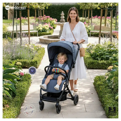 Neobreez PENTA Compact Lightweight Travel Stroller W/Cup Holder (Black-Grey)