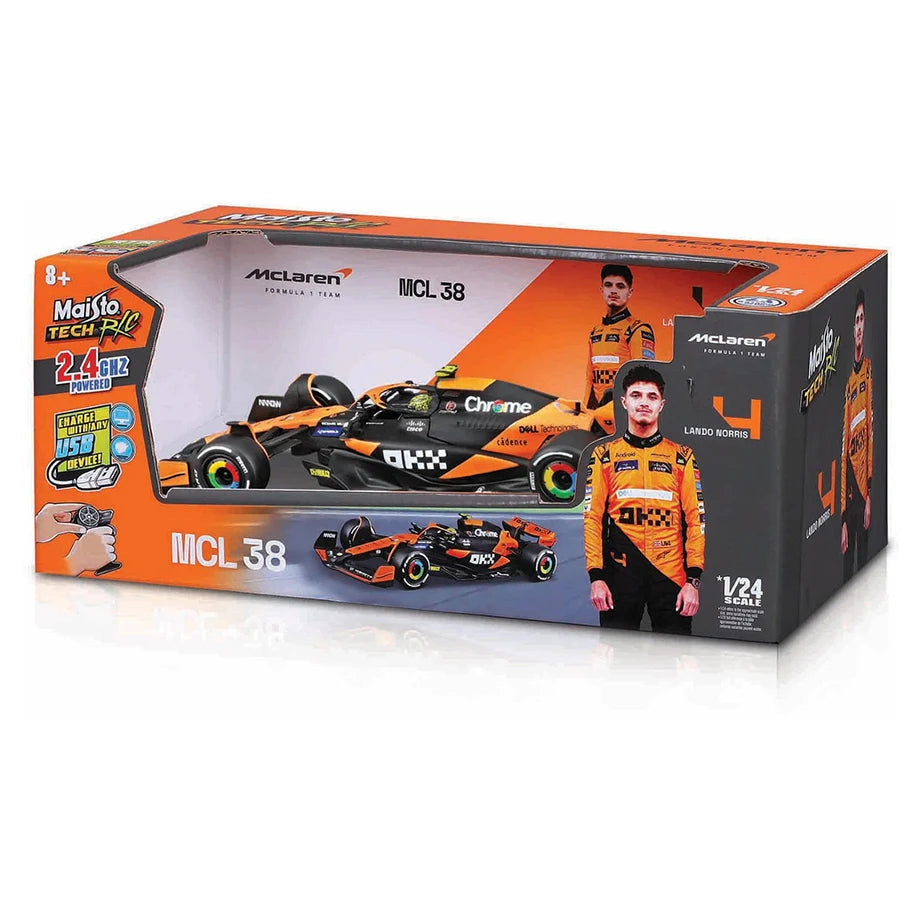 Maisto Tech Formula 1 McLaren MCL38 #4 Lando Norris RC Car (1:24, Orange/Black)