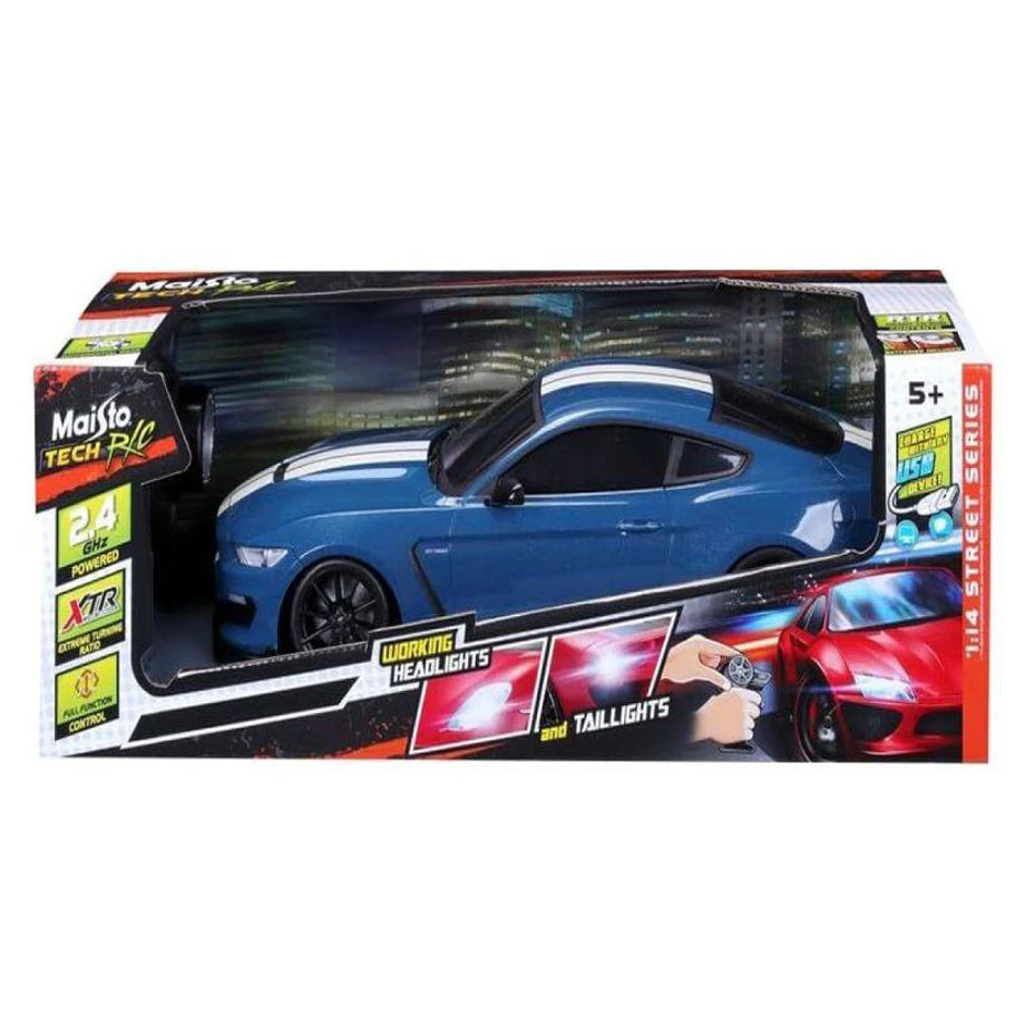 Maisto Tech Street Series Ford Shelby GT350 RC Car (1:14, Blue/White)
