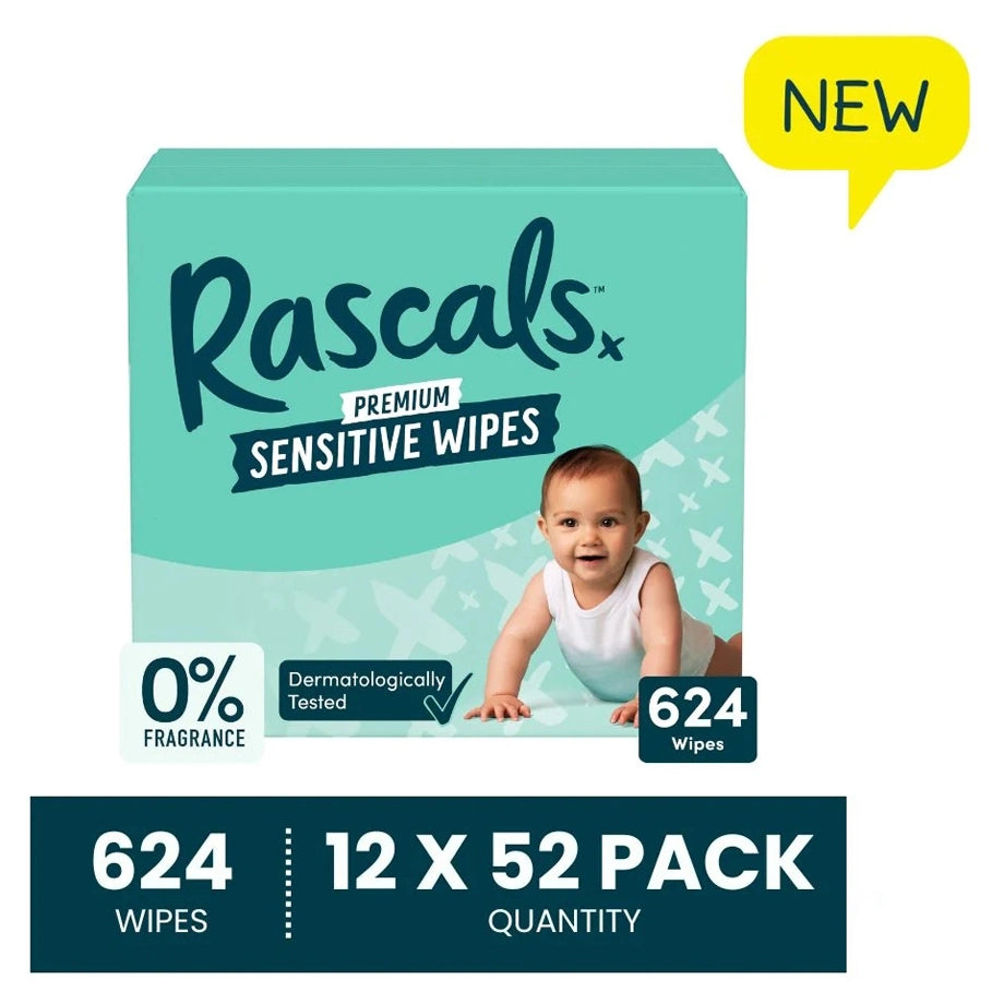 Rascals Premium Baby Sensitive Wipes (624 Count, 12 x 52)