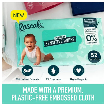 Rascals Premium Baby Sensitive Wipes (624 Count, 12 x 52)