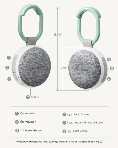 Momcozy Portable Sound Machine (Sage Green/Grey)