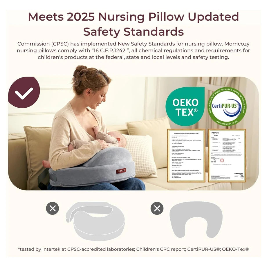 Momcozy Memory Foam Nursing Pillow - Grey