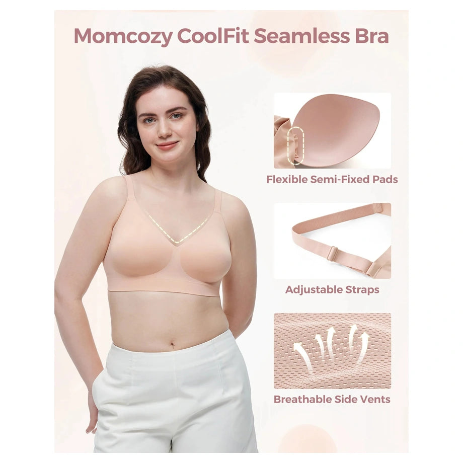 Momcozy Cool Fit T Shirt Bra-Oyster Pink/ Beige