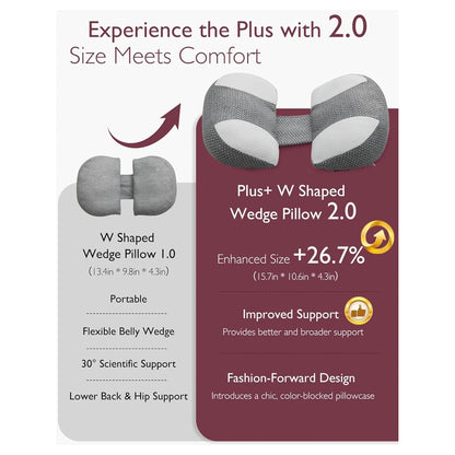 Momcozy Plus W-Shaped Pregnancy Pillow for Sleeping (Grey and White)