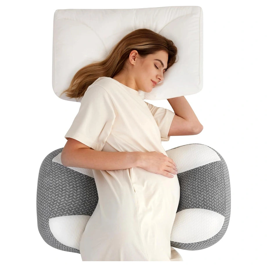 Momcozy Plus W-Shaped Pregnancy Pillow for Sleeping (Grey and White)