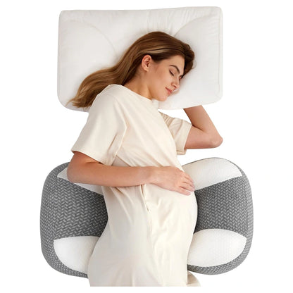 Momcozy Plus W-Shaped Pregnancy Pillow for Sleeping (Grey and White)