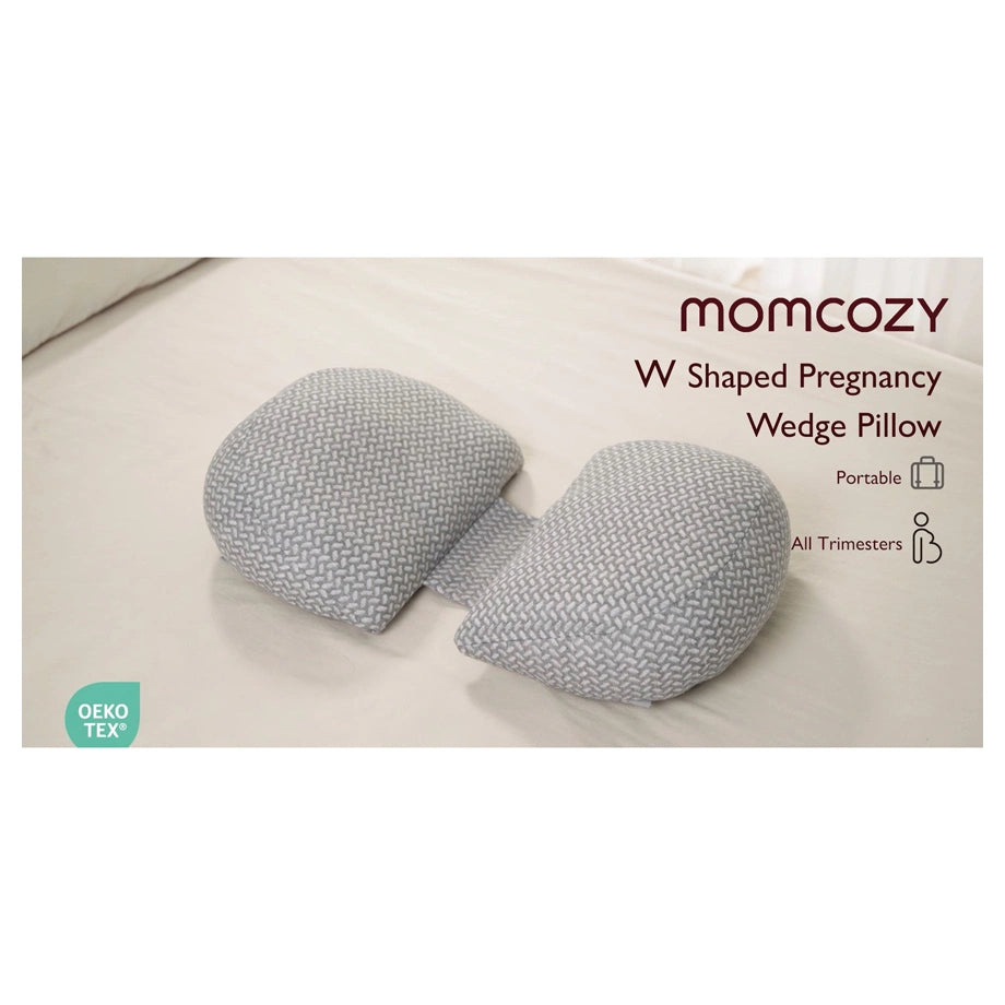 Momcozy Plus W-Shaped Pregnancy Pillow for Sleeping (Grey and White)