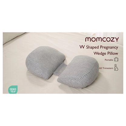 Momcozy Plus W-Shaped Pregnancy Pillow for Sleeping (Grey and White)