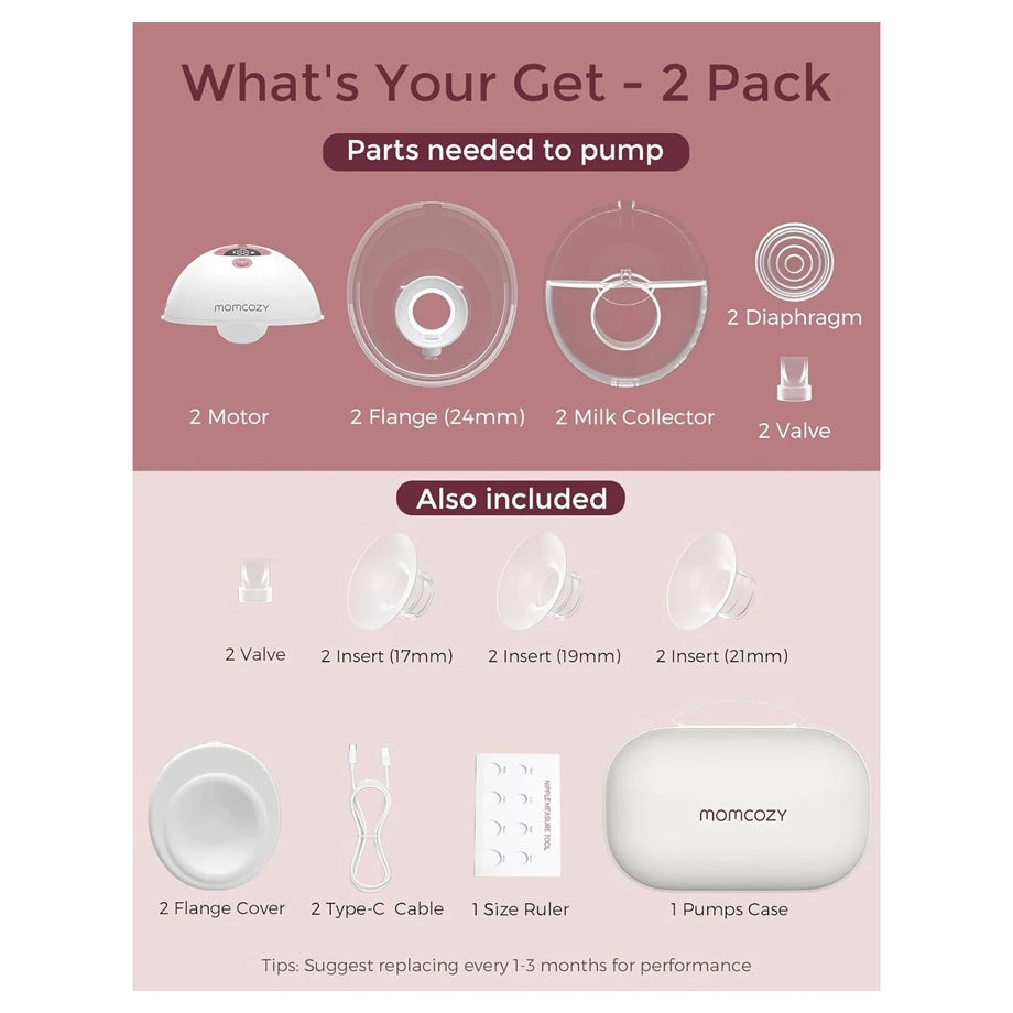 Momcozy Wearable Breast Pump M5 Smart (Maroon) Double