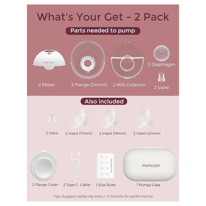 Momcozy Wearable Breast Pump M5 Smart (Maroon) Double