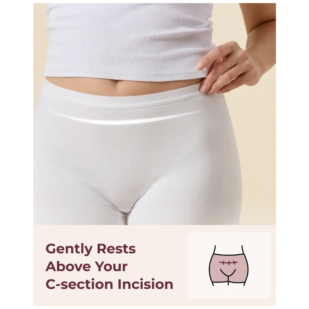 Momcozy Cotton Disposable Postpartum Boy Short Underwear (Medium, 7 Pack) - White
