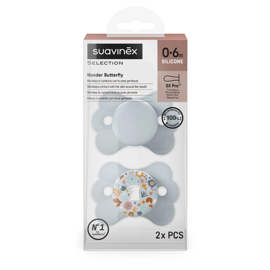 Suavinex Physio Soother 0–6M 2 Pack Butterfly (Blue)