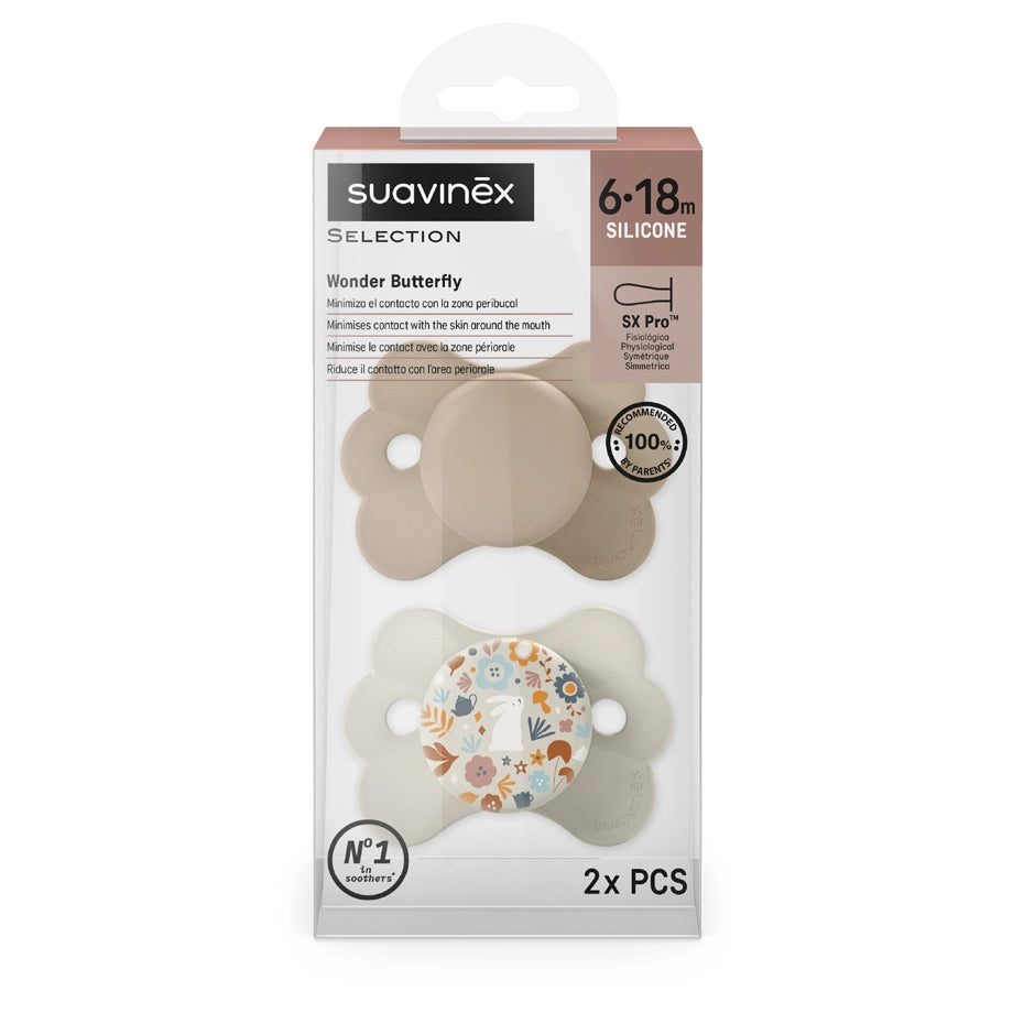 Suavinex Physio Soother 6–18M 2 Pack Butterfly (Beige)