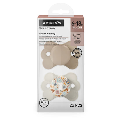 Suavinex Physio Soother 6–18M 2 Pack Butterfly (Beige)