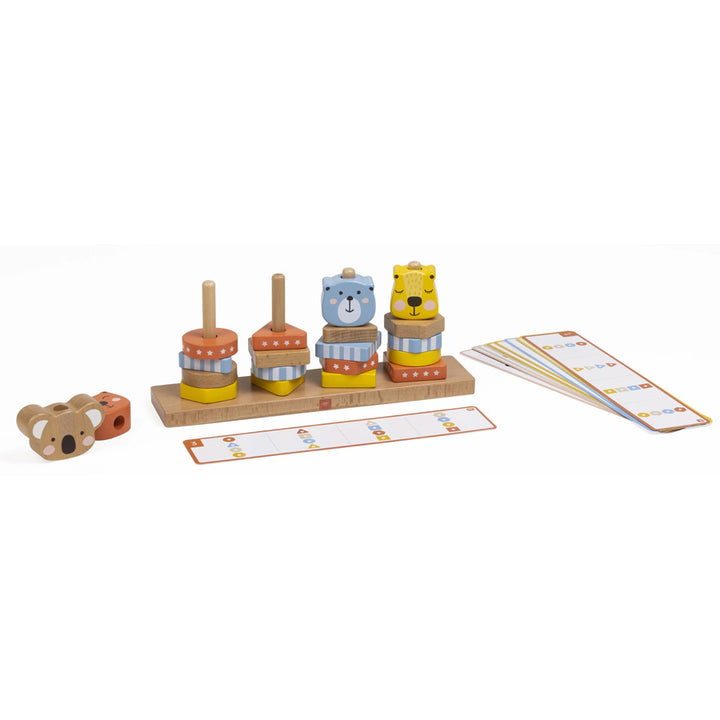 Eurekakids Geo Animals Wooden Stacking Toy with Activity Cards