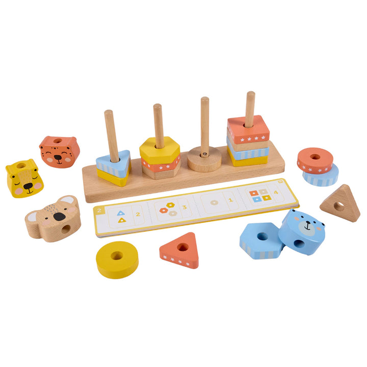 Eurekakids Geo Animals Wooden Stacking Toy with Activity Cards
