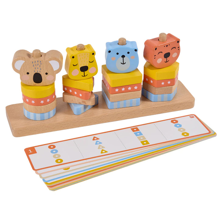 Eurekakids Geo Animals Wooden Stacking Toy with Activity Cards