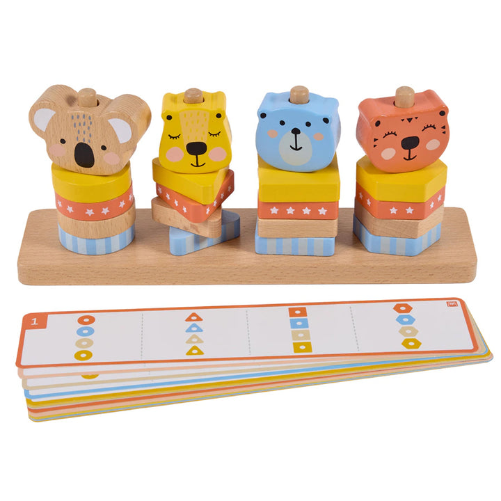 Eurekakids Geo Animals Wooden Stacking Toy with Activity Cards