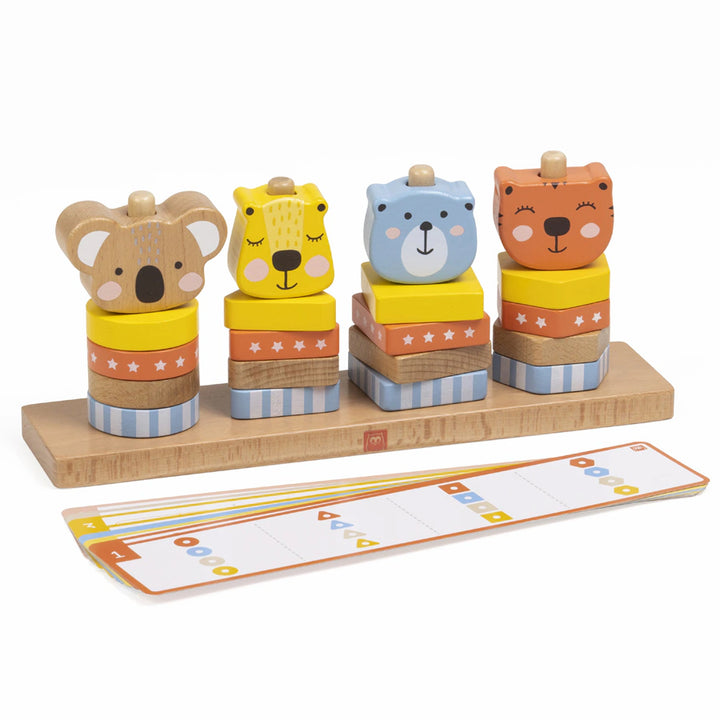 Eurekakids Geo Animals Wooden Stacking Toy with Activity Cards