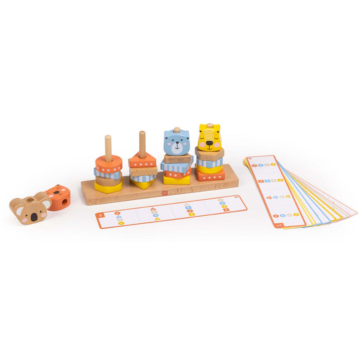 Eurekakids Geo Animals Wooden Stacking Toy with Activity Cards