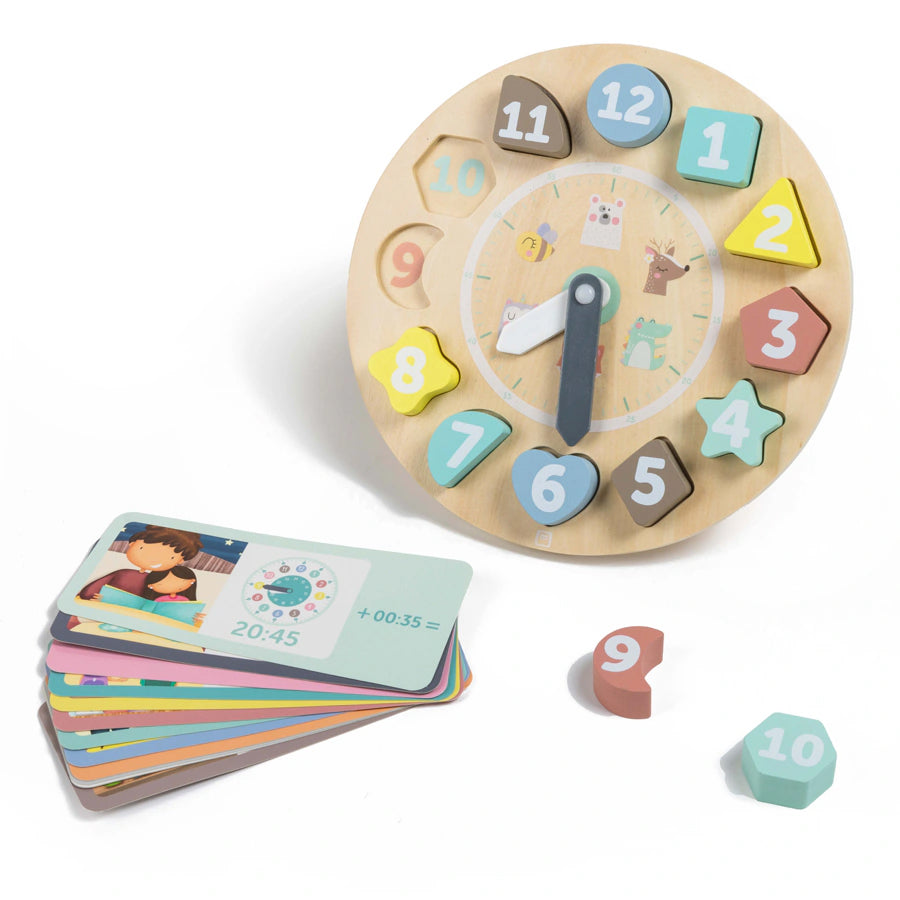 Eurekakids Wooden Clock Puzzle with Activity Cards