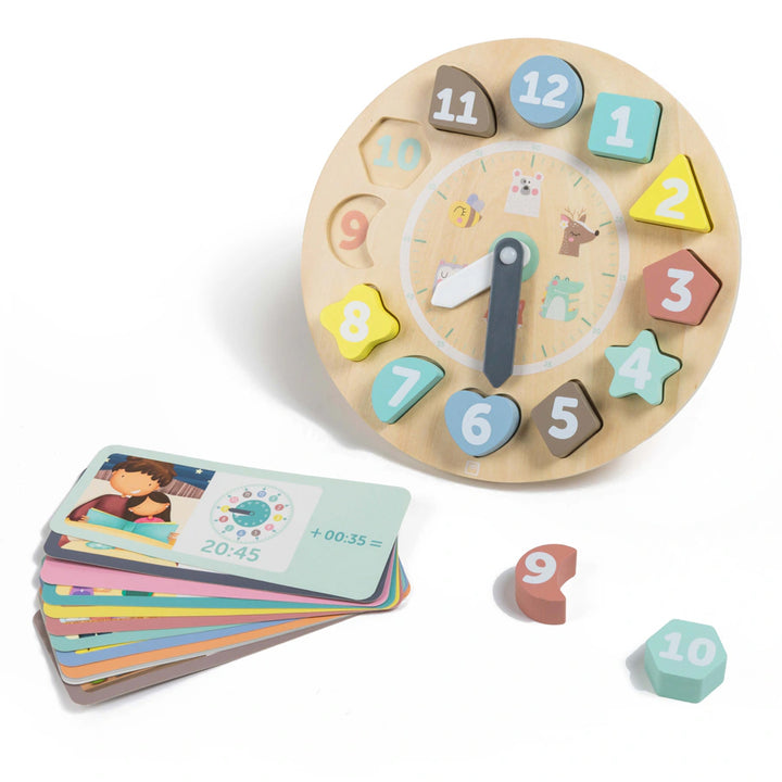 Eurekakids Wooden Clock Puzzle with Activity Cards