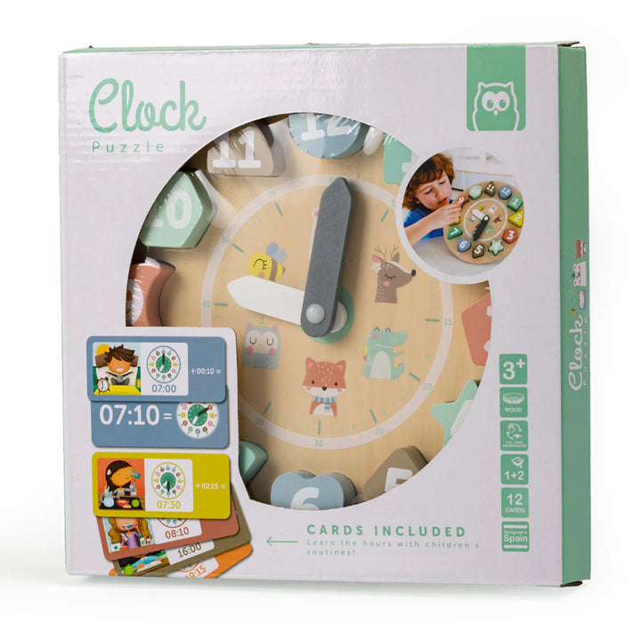 Eurekakids Wooden Clock Puzzle with Activity Cards