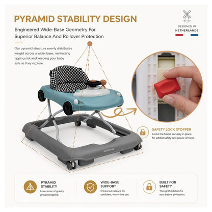Neobreez 3-in-1 Navix Premium Activity Baby Walker (Blue/Grey)