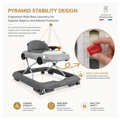 Neobreez 3-in-1 Navix Premium Activity Baby Walker (Grey)