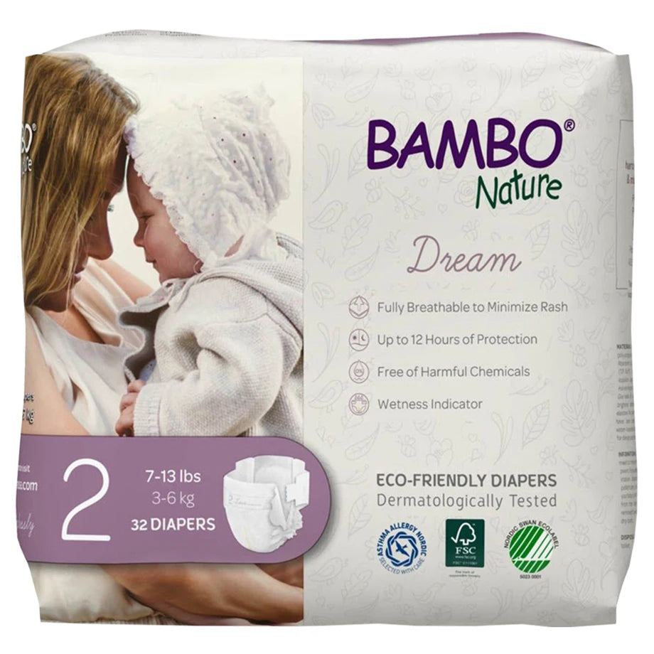 Bambo Nature Eco Friendly Diapers Size 2 (3–6 kg) Pack of 32