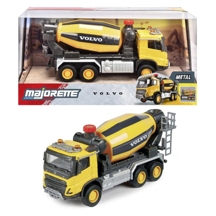 Majorette Grand Series Metal Volvo FMX Cement Mixer Die-Cast Truck (1:45, Yellow/Black)