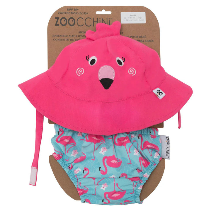 Zoocchini Baby Swim Diaper & Sun Hat Set Franny the Flamingo