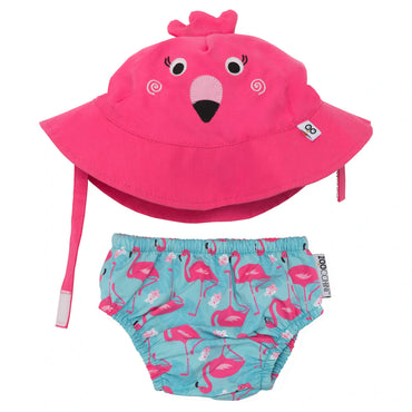 Zoocchini Baby Swim Diaper & Sun Hat Set Franny the Flamingo