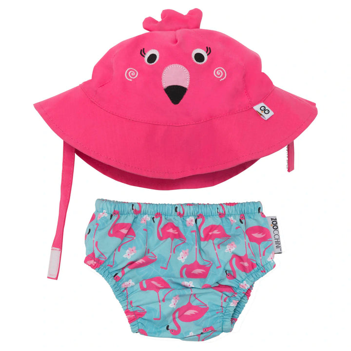 Zoocchini Baby Swim Diaper & Sun Hat Set Franny the Flamingo