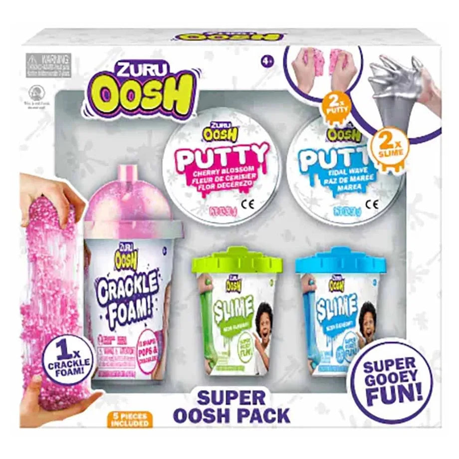 Zuru Oosh Mix Combo Series 3 Crackle Foam + Slime Tub 70G + Series 4 Putty Window Box (4 Pcs, Bulk)
