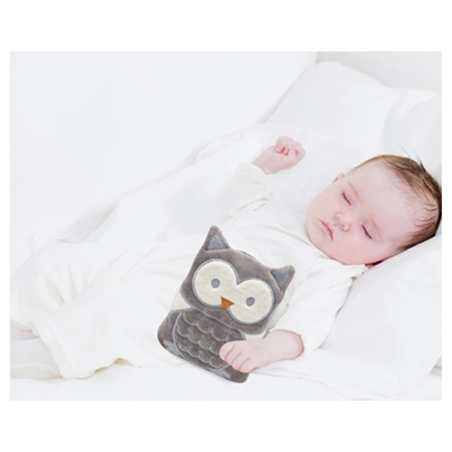 Babyjem Cherry Seeds Filled Velvet Colic Owl Shaped Pillow (Grey), 0 Months+